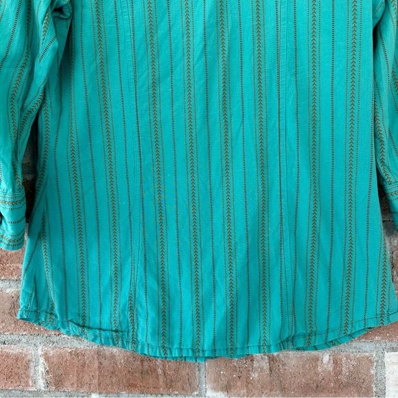 North Face Snap Up Cotton Shirt Women’s Small Turquoise Western Roll Tab - Picture 9 of 9